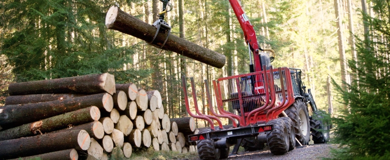 Traktorová vyvážečka na dřevo AGA LV10 s hydraulickou rukou AL 585